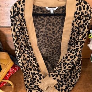 Nine West Animal Print Cardigan - Tan and Black